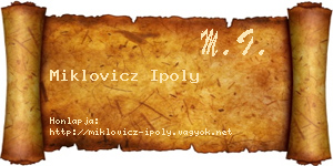 Miklovicz Ipoly névjegykártya